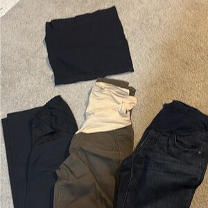 Women’s Maternity Bundle - Black, Green, and Jean Pants size xsmall